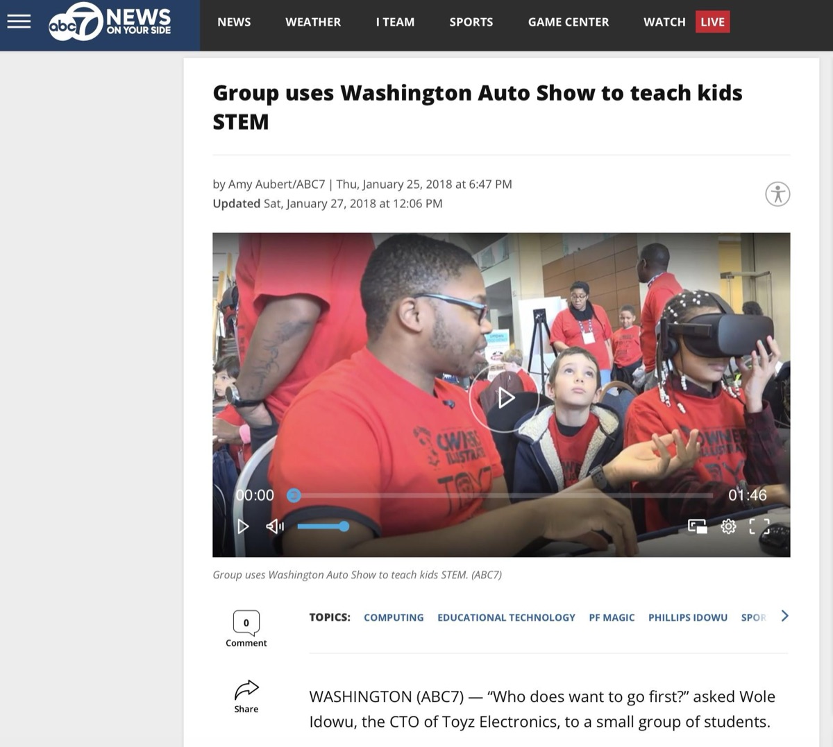 ABC7 News DC segment at the Washington Auto Show