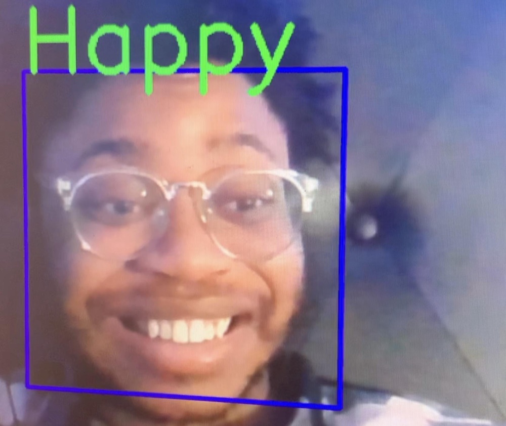 Emotion recognition detecting 'Happy' on the smart mirror
