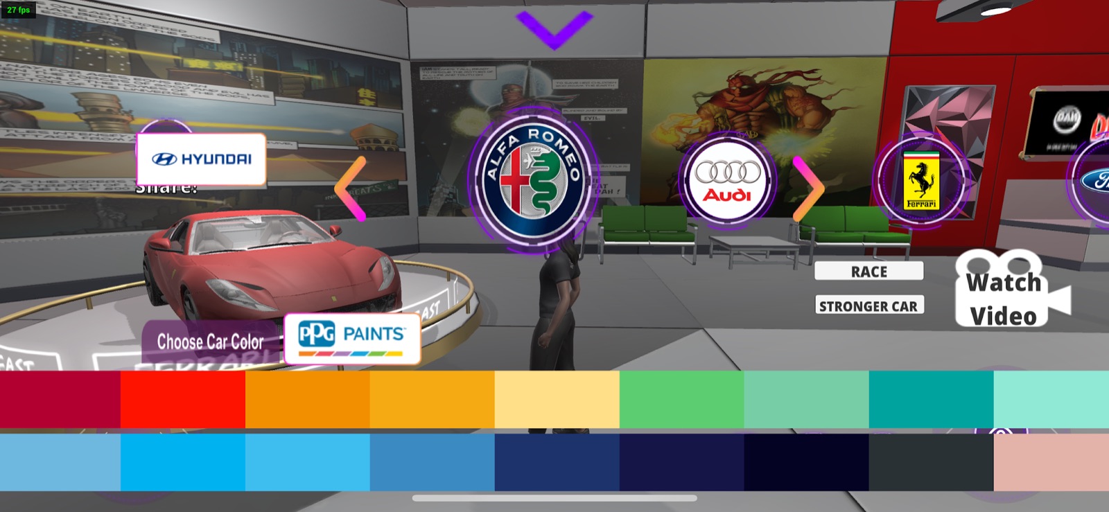PPG Paints interactive car showroom inside DahVarsity