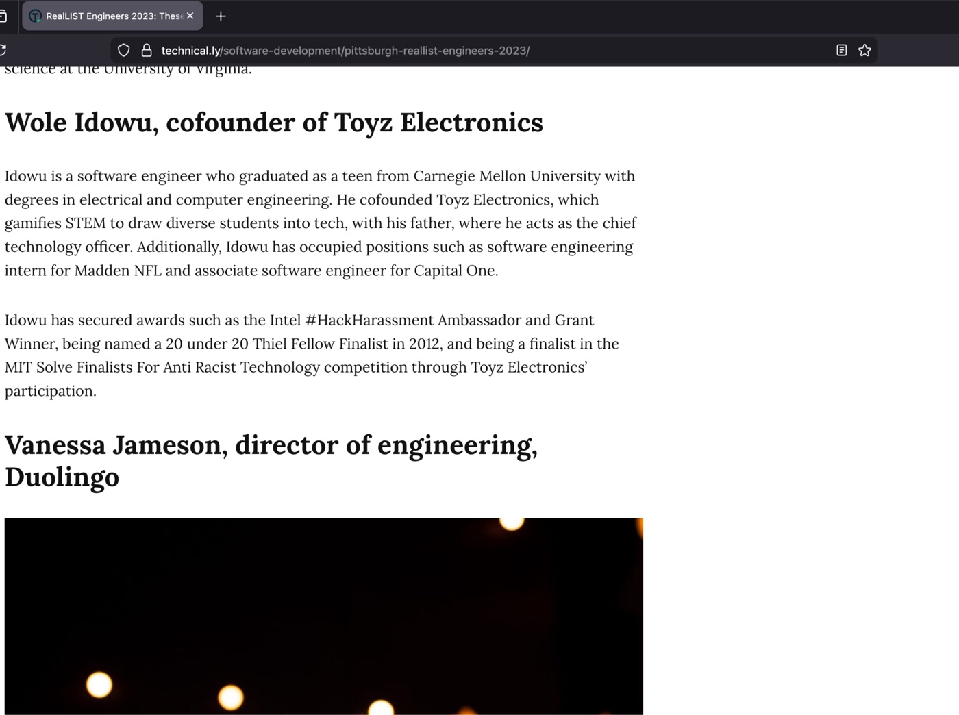 Technical.ly RealList Engineers 2023 article